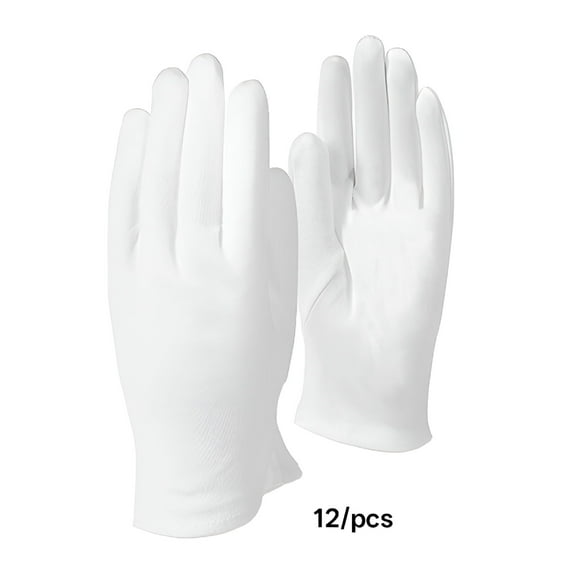 TELOLY 12 Pairs White Cotton Gloves for Dry Hands Inspection Photo Jewelry Serving Costume Eczema Moisturizing Spa,One Size Fit Most Cotton Gloves for Dry Hands Sleeping