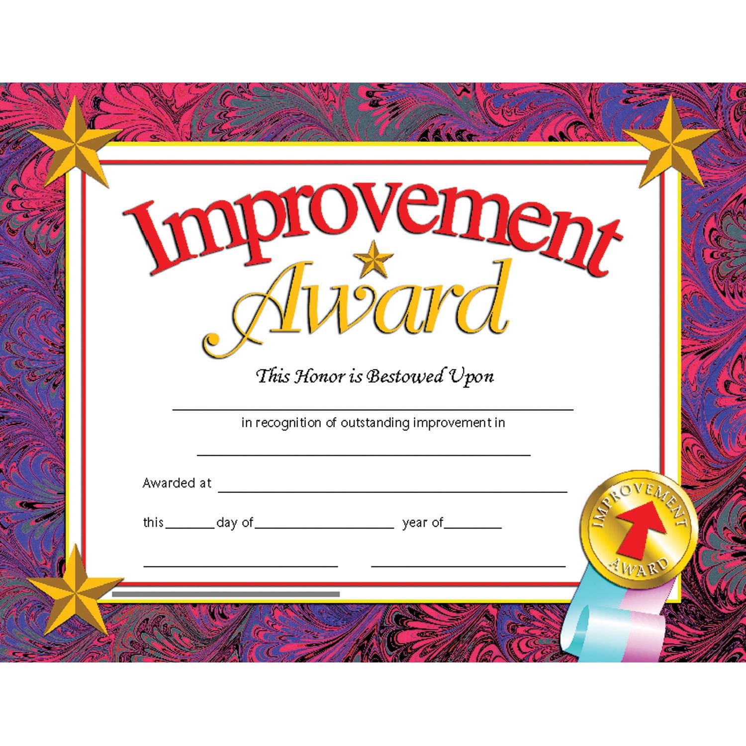 Hayes Publishing Improvement Award Certificate, 30 Per Pack, 3 Packs