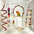 thumbnail image 4 of Toys For Cage Birds Chew Toys Set With Swings Blocks Colorful Bells And Ladders Natural Safe Birds Cage Accessories For Small Medium Birds, 4 of 6
