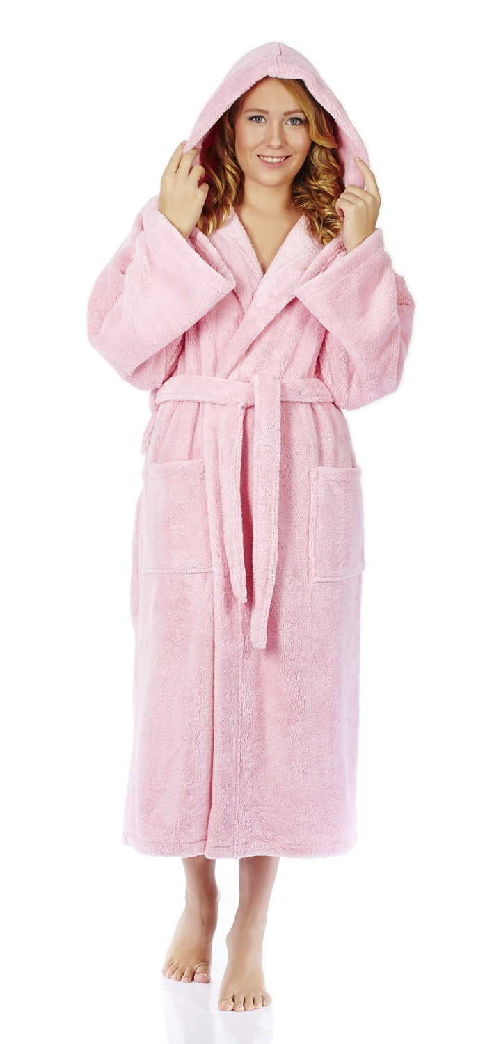 Women's Hooded Fleece Plush Robe Turkish Bathrobe