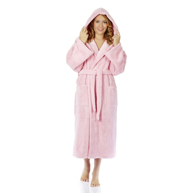 Women's Hooded Fleece Plush Robe Turkish Bathrobe