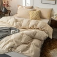 thumbnail image 3 of 100% Cotton Duvet Cover Beige 3 Piece Set- Ultra Soft And Easy Care Bedding Set Organic Boho Bedding king , Bohemian Quilt Cover Thrown, 3 of 4