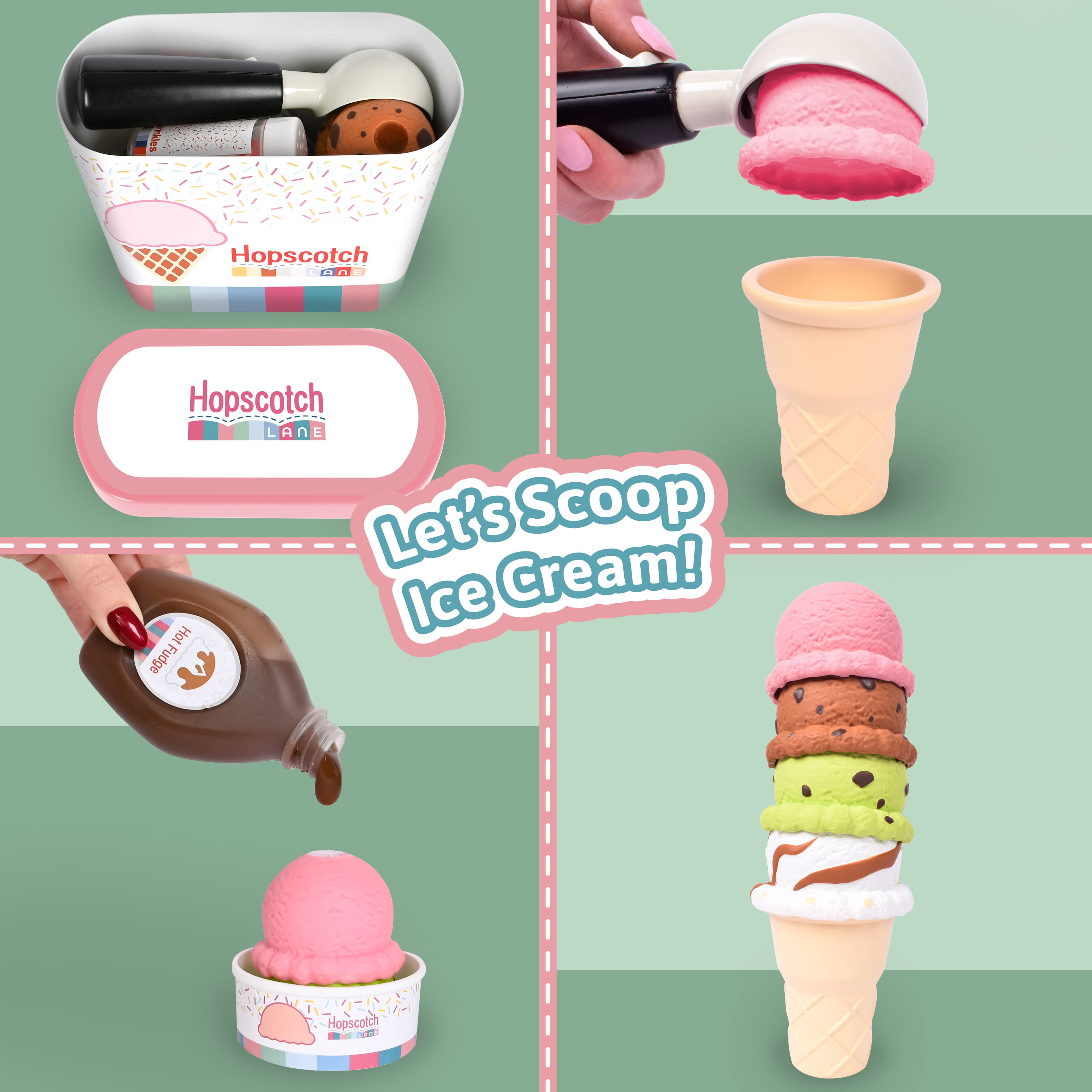 Hopscotch Lane Sweet Treats Ice Cream 15 Piece Set – Dessert Set & Doll Clothing for Children Ages 3+