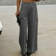 thumbnail image 5 of Pantalones cargo anchos lisos para mujer: cintura elástica, corte holgado, tejido de poliéster, adorno de botones, aptos para primavera/verano/otoño, ropa informal y para actividades al aire libre, 5 of 8