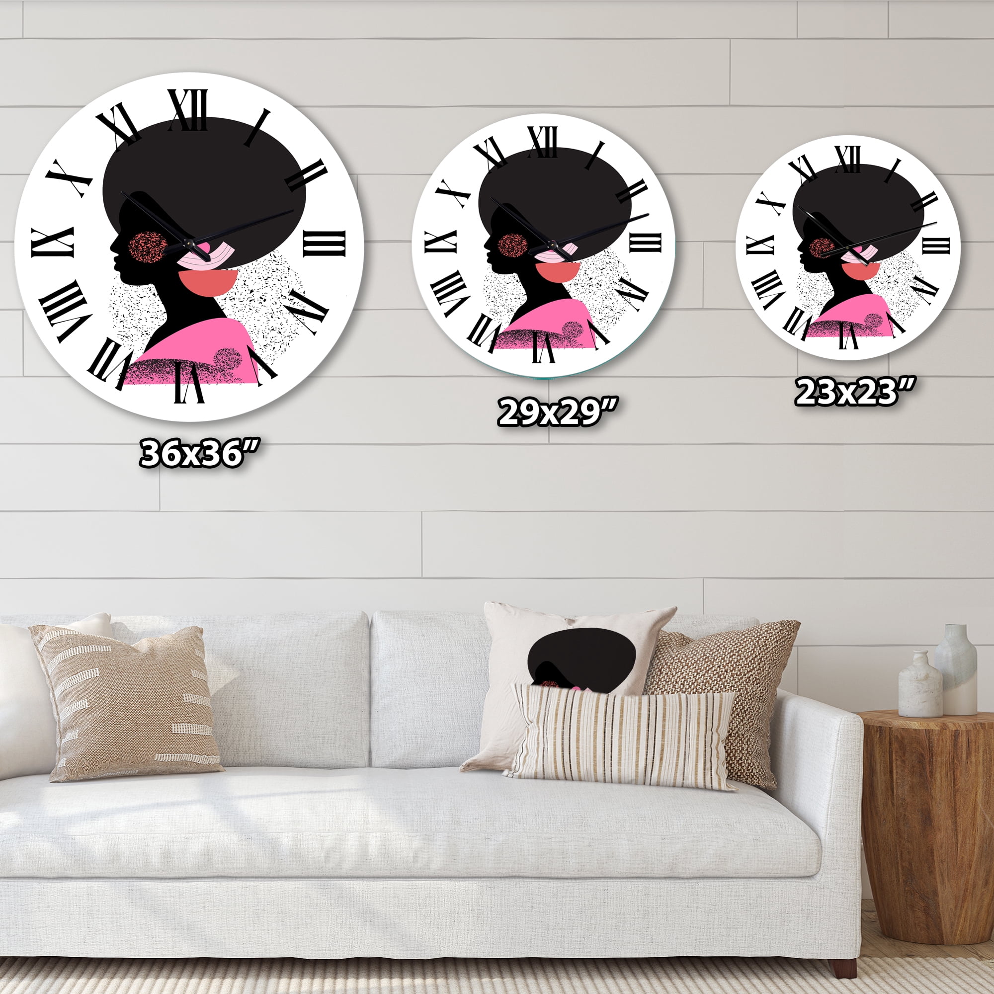 Designart 'Ethnic Geometric Silhouette Of Afro American I' Modern Wall Clock