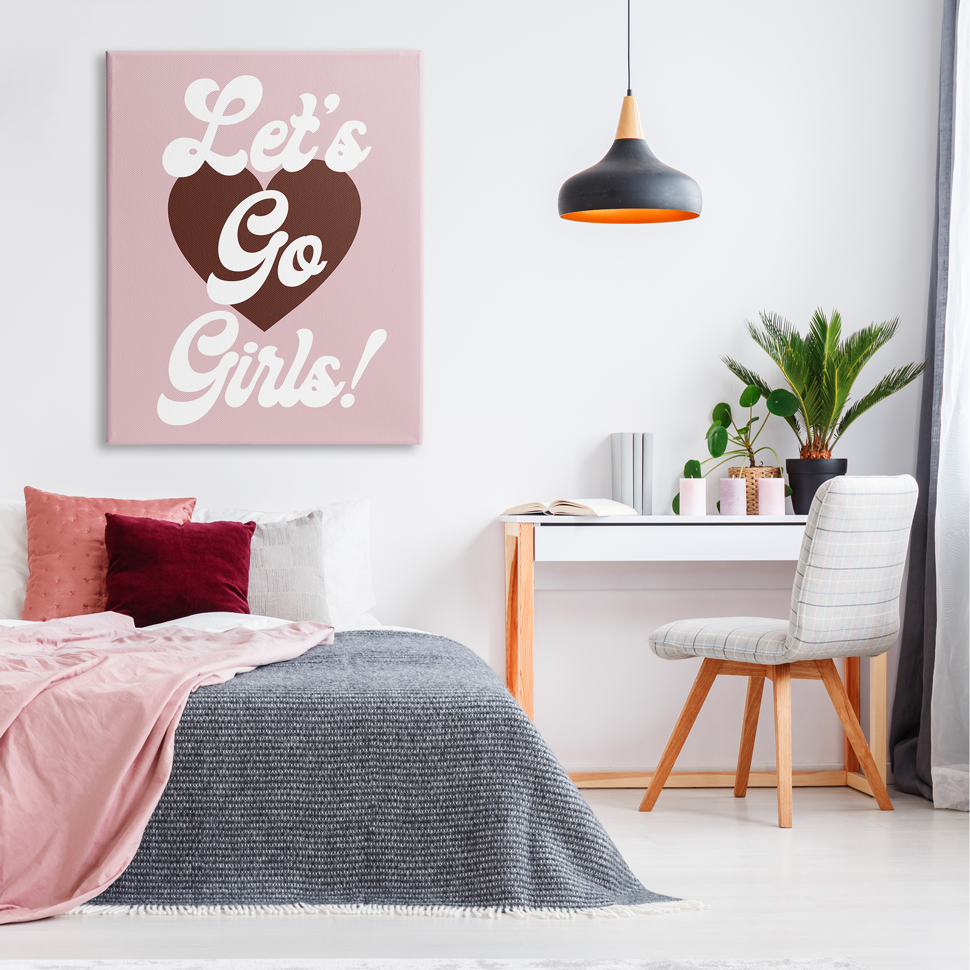 Stupell Industries Let's Go Girls Phrase Inspirational Painting Gallery Wrapped Canvas Print Wall Art, 36 x 48