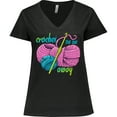 thumbnail image 3 of Inktastic Crochet the Day Away Women's Plus Size V-Neck T-Shirt, 3 of 5