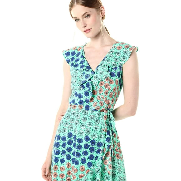 Donna Morgan Women's Maxi Dress with FLOUCE, Glacier Mint/Azure Blue Multi, 8
