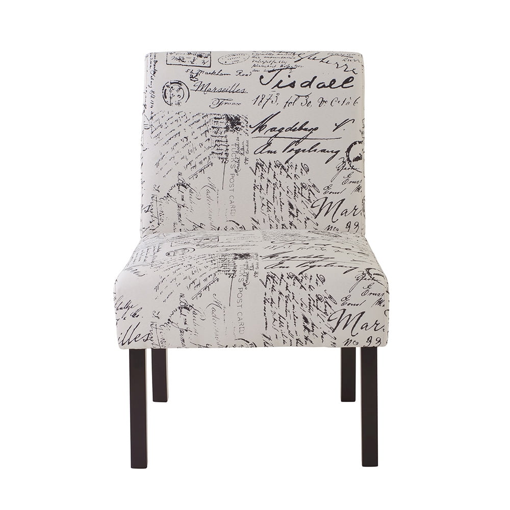 Kepooman 2 Pcs Modern Upholstered Armless Accent Chair for Living Room, 22.5"W x 24.6"D x 32.5"H, Script Print