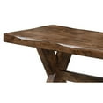 thumbnail image 2 of Benjara Wooden Trestle Style Base Bench, Brown, 2 of 2