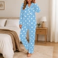 thumbnail image 4 of Blmnix Womens Sleepwear Bamboo Pajamas Button Up Pajamas Sleepwear Sets Pjs Straight-Leg Collared Blue Long Sleeve Full Fall Pajamas Women,S, 4 of 8