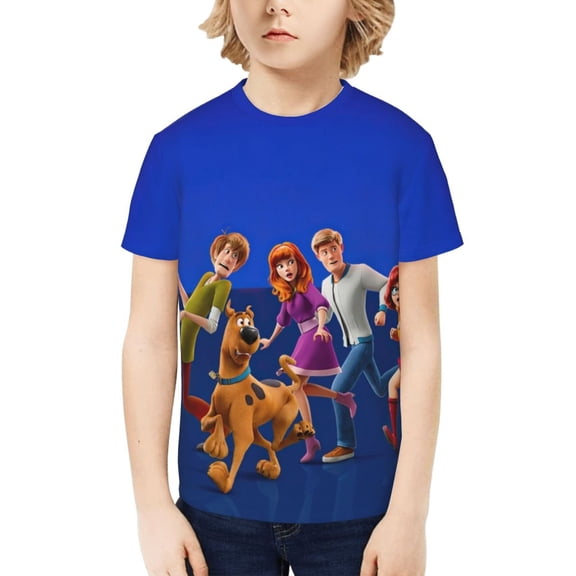 Scooby Doo Boys Girls T-Shirts Graphic Print Short Sleeve Tops Casual Crew Neck T-Shirt Streetwear for Youth Kids