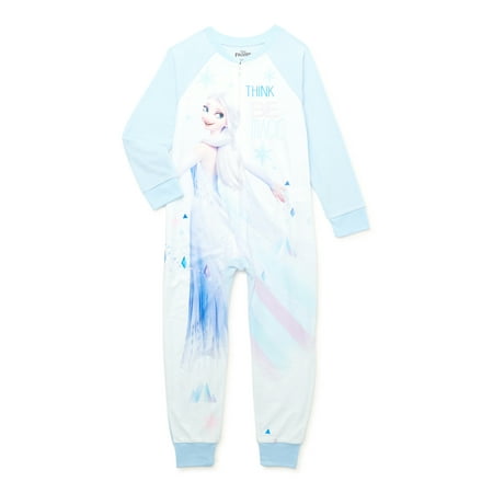 Disney Frozen 2 Girls One-Piece Footless Union Suit Pajamas, Sizes 4-12