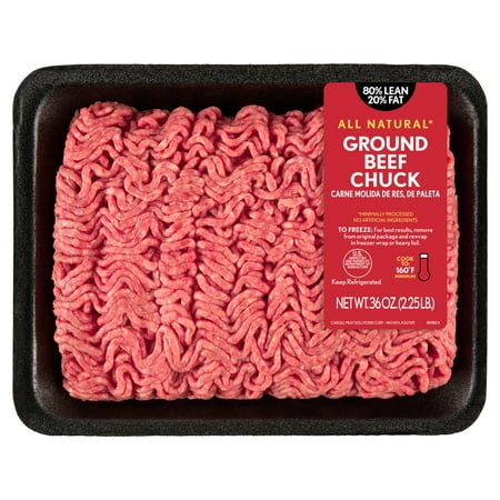 80% Lean / 20% Fat Ground Beef Chuck, 2.25 lb Tray, Fresh, All Natural*