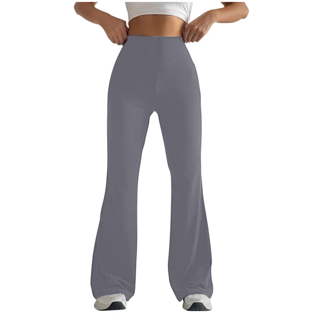 Timegard Workout Legging for Women High Waist Slim Fitting Bell Bottom Basic Yoga Trousers Solid Color