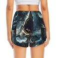 thumbnail image 2 of Lsque Wave Sailboat Shark Printed Women's Running Shorts with Liner Pockets,Elastic Quick Dry Workout Athletic Gym Yoga Shorts,Womens High Waist Shorts-Small, 2 of 9