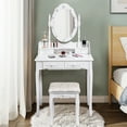 thumbnail image 2 of Vanity Table Set Detachable Makeup Table Dressing Desk with Mirror & Cushioned Stool White, 2 of 5