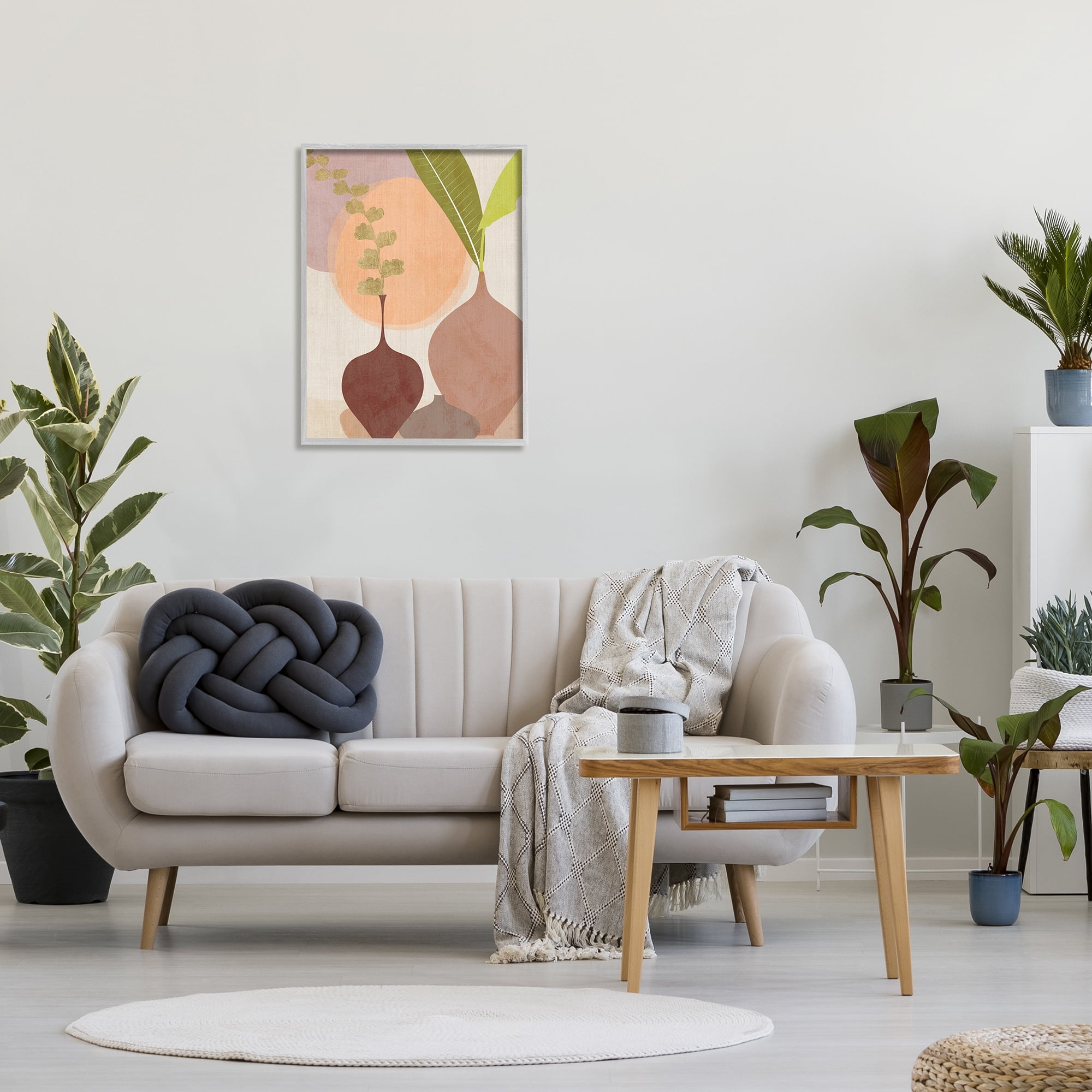 Stupell Industries Boho House Plants Botanical & Floral Painting Gray Framed Art Print Wall Art, 24 x 30