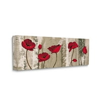 Stupell Industries Red Poppies Blooming Rustic Distressed Wood Grain Canvas Wall Art by Brian Francis
