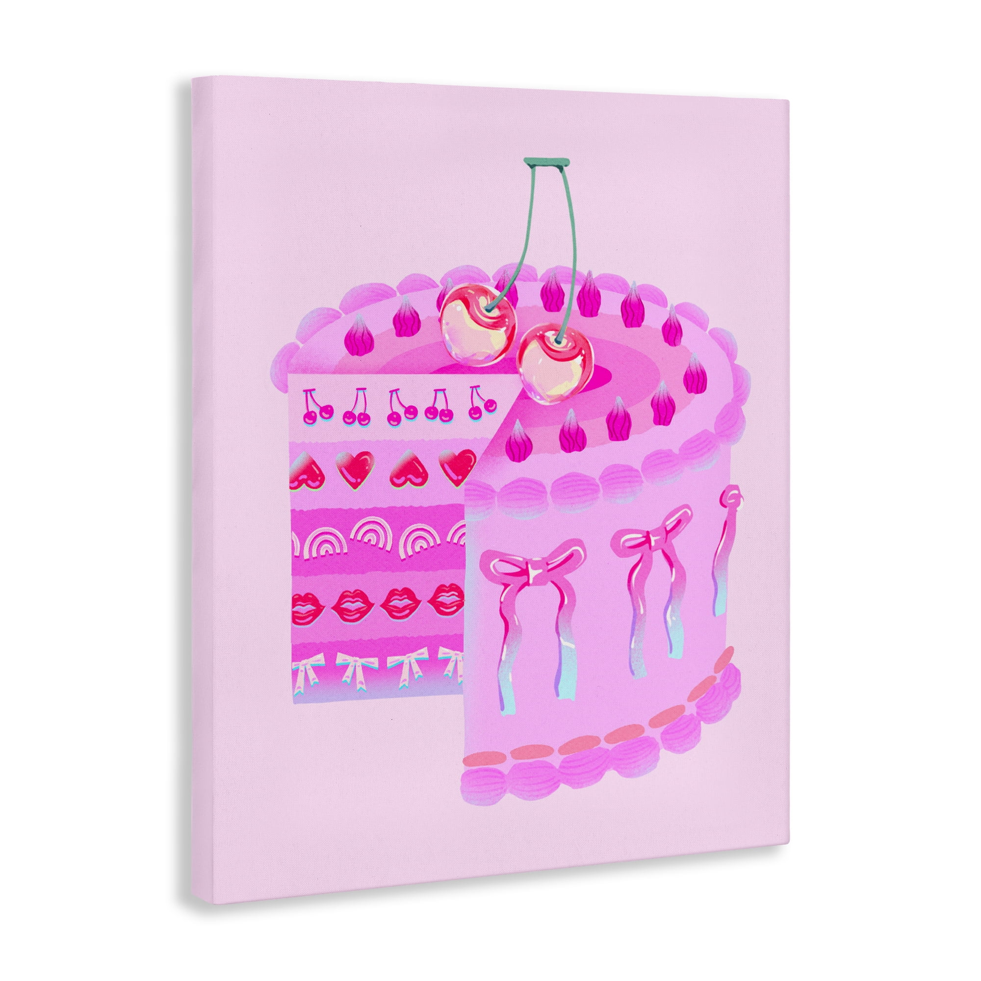 Stupell Industries Pastel Cherry Layered Cake Canvas Wall Art, design by Ziwei Li