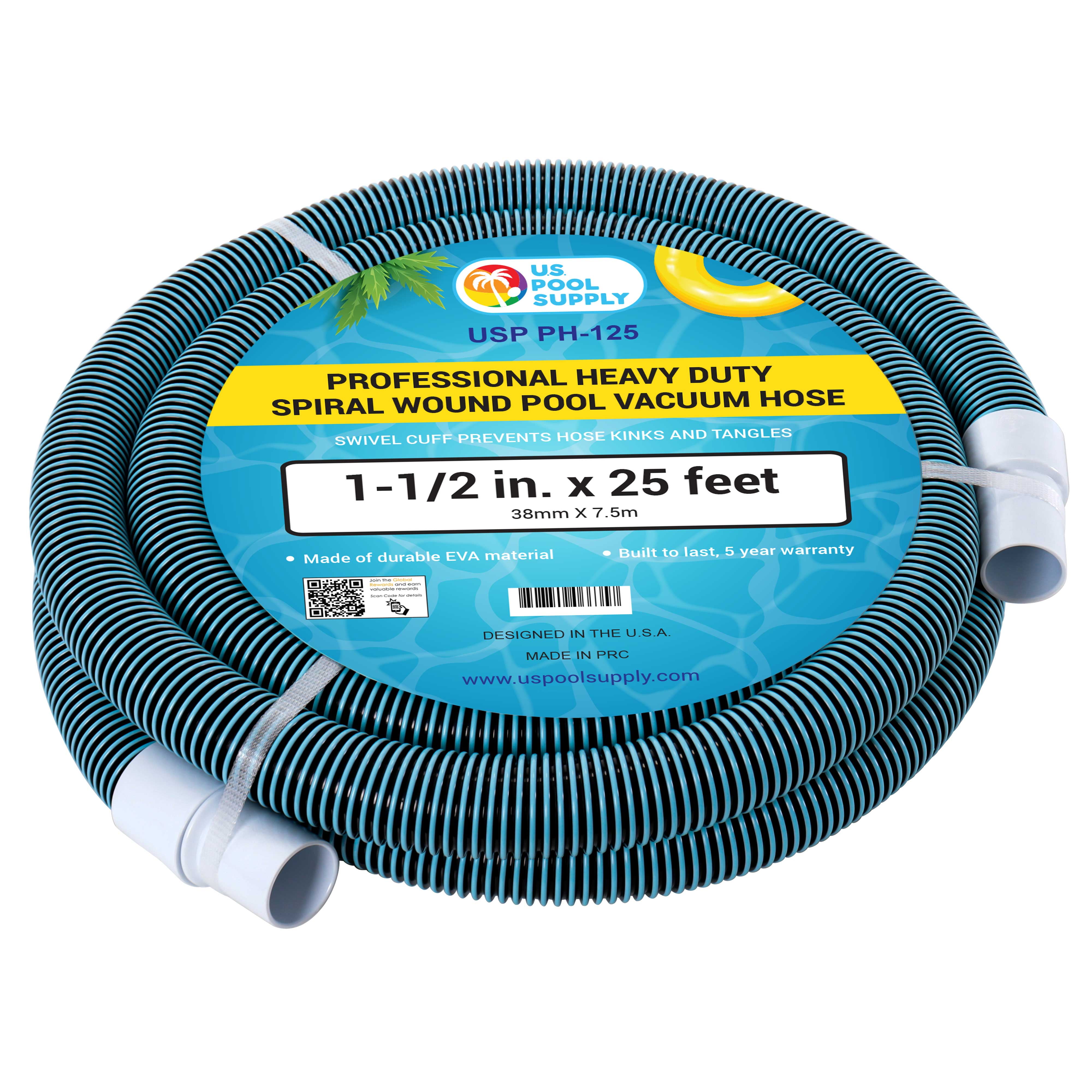 7.5m Swimming Pool Vacuum Hose 1.5 inch Cuffed Hoses For Suction Cleaning Cuff