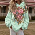 thumbnail image 6 of Womens Plus Size Graphic Hoodies Trendy Floral Printed Hooded Sweatshirts Ladies Loose Fit Pullovers Fall Long Sleeve Tops Y_Green XXXL, 6 of 7