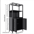 thumbnail image 5 of Miekor Furniture Black bamboo storage cabinet, separate bathroom cabinet with 2 doors, floor cabinet organizer for living room, kitchen, entrance MK0493, 5 of 10