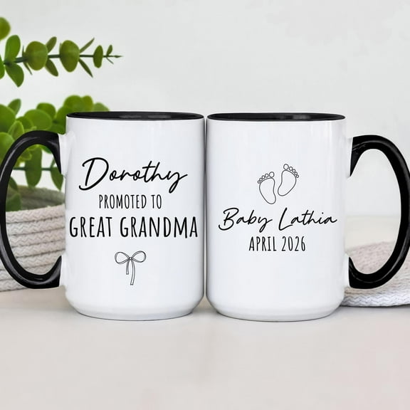 Promoted to Great Grandma Coffee Mug Baby Announcement Cup, New Great-Grandma Gift