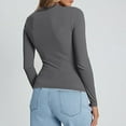 thumbnail image 5 of ManxiVoo Women's Long Sleeved Round Neck Slim Bottom Sweater Basic Clothing For Outdoor Wear Sports Top Comfort Stretch Flexible Fit S Size Grey, 5 of 6