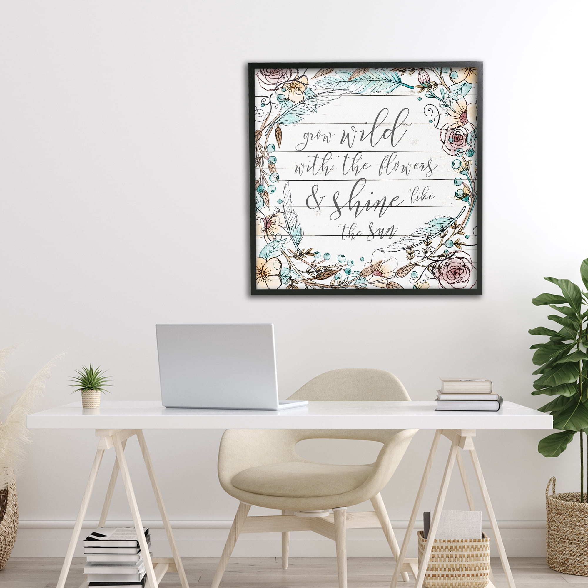 Stupell Industries Grow Wild With Flowers Black Framed Giclee Art, design by SD Graphics Studio