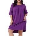 thumbnail image 2 of DARING DIVA Women's Plus Size 3/4 Sleeve Lace Crew Neck Comfy Nightgown 2X Purple, 2 of 6