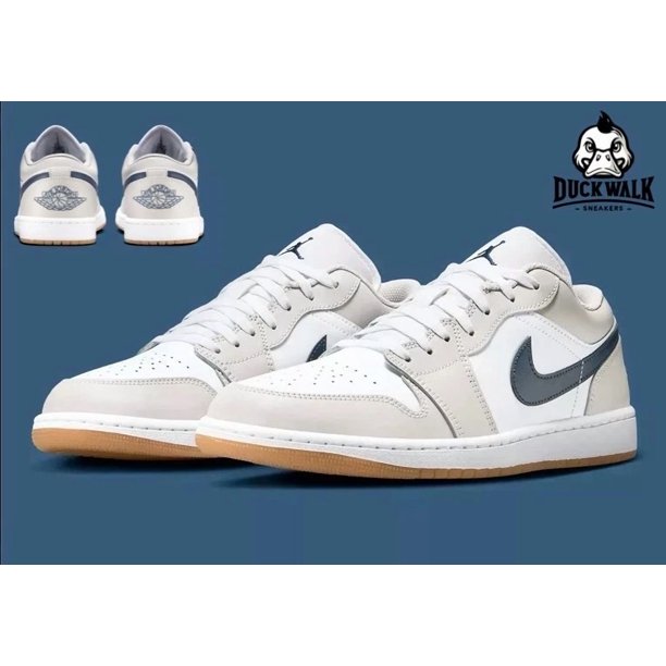 N I-K-E A i r-Jor-dan 1 Low GS Shoes White Midnight Navy Gum 553558-146 Multi Size NEW