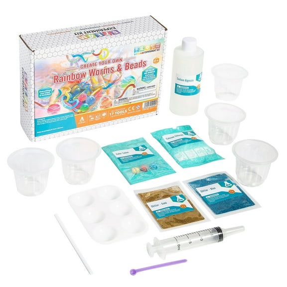 Fun Express 8 1/4" x 6 3/4" Rainbow Worms & Beads Slime Creation Kit - 15 Pieces