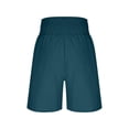 thumbnail image 3 of Olyvenn Women's Smocked Waist Shorts Pocket Casual Summer Shorts Blue XXL, 3 of 6