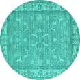 thumbnail image 1 of Ahgly Company Indoor Round Abstract Turquoise Blue Contemporary Area Rugs, 3' Round, 1 of 4