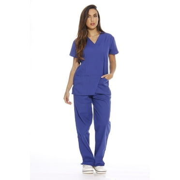 Just Love Women's Scrub Sets Six Pocket Medical Scrubs (V-Neck with Cargo Pant) (Galaxy Blue, X-Large)