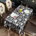 thumbnail image 5 of Black White Skull Stack Pattern Rectangle Tablecloth 60"x120",Waterproof Polyester Rectangle Table Cloth, Wipeable Spillproof Polyester Tablecloth for Dining, Camping, Indoor and Outdoor, 5 of 6