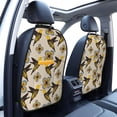 thumbnail image 3 of Fuzoiu Yellow Flowers Hummingbird Print 2 Pack Kick Mat Back Seat Protector With 3 Storage Pockets, Universal Car Seat Back Organizer For Kids Pets, Waterproof Backseat Protector For Most Car, 3 of 8