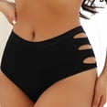 thumbnail image 4 of Women's Plus Size Side Hollow out High Waist Panty Brief Comfy Seamless Underwear Leak Proof Underwear for Women Black M, 4 of 6