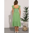 thumbnail image 3 of DARING DIVA Square Neck Boho Sleeveless Ruffle Tiered Smocked Sundress L Dark Green, 3 of 6