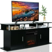 Gymax 63'' Fireplace TV Stand W/18'' 1400W Electric Fireplace up to 70'' Black