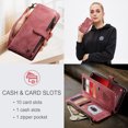 thumbnail image 3 of for Samsung Galaxy S25 Plus Case Wallet for Women Men, Samsung Galaxy S25 Plus Case, PU Leather Magnetic Flip Strap Wristlet Zipper Card Holder Wallet Business Phone Cover for Galaxy S25 Plus, Red, 3 of 10
