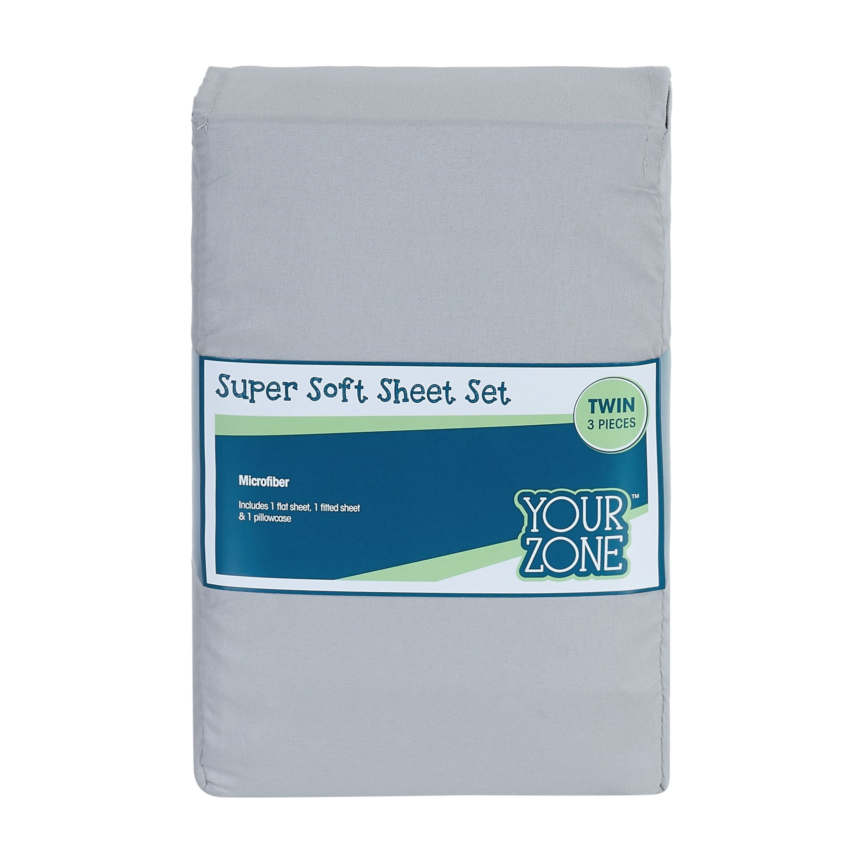 Your Zone Kids Soft Microfiber Sheet Set, Gray, Twin, 3 Pieces