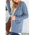 thumbnail image 4 of Women Cable Knit Cardigan Long Sleeve Button Down Sweaters with Pocket Knitwear, 4 of 4