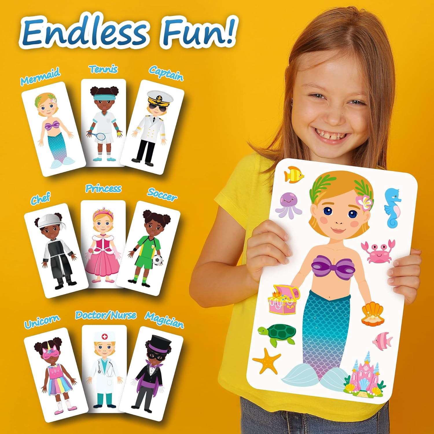 HMMAGNETS Sticker Book Set, Dress-Up Dolls Sticker Pack w/ 370 Reusable Stickers for Kids, 25 Themes