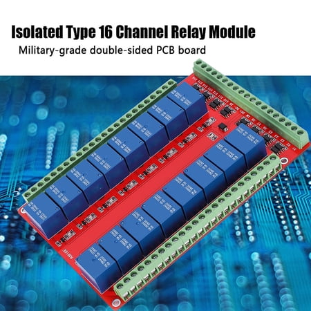 Mioren 16 Channel Relay Module 16 Isolated Type 16 Channel Relay Module Interface Board High/Low Level Trigger DC 24V