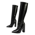 thumbnail image 6 of Dakaela Womens Knee High Boots Chunky Heel Fashion Dressy Winter Shoes Leather Pull on Tall Long Boot, 6 of 8