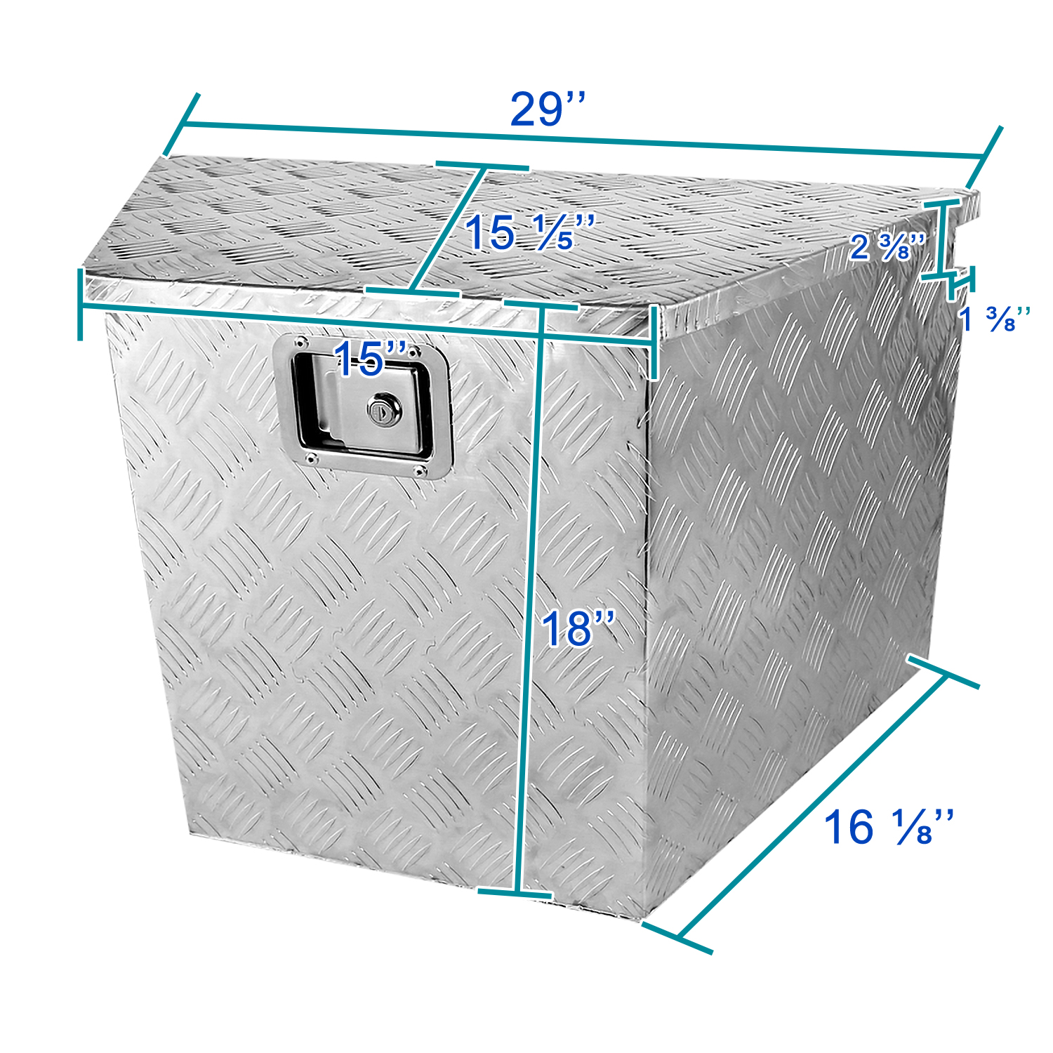 Spec-D Tuning 29"x16"x18" Heavy Duty Aluminum Tool Box Truck Utility Chest Storage with Lock & Key For Pickup Truck Bed, RV Trailer
