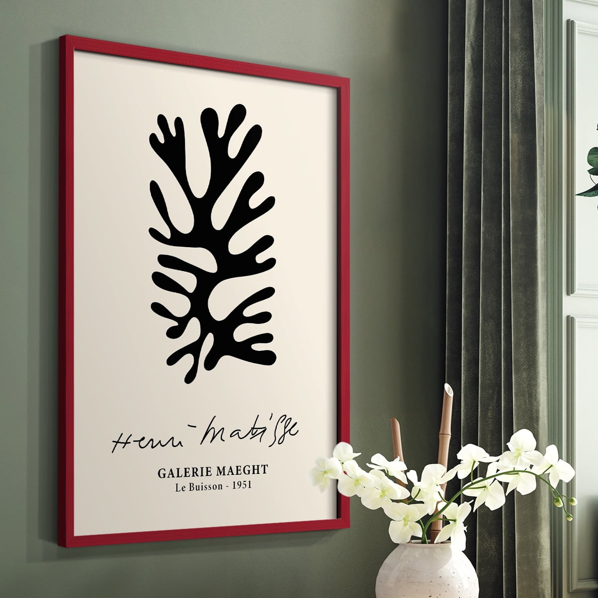 Matisse CXLIX Framed Print in Red Solid Wood 11 x 14 Framed Print