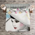 thumbnail image 3 of Ambesonne Girl Quilted Bedspread Set 3 Pcs, Lady Splash Style, Queen Size, Multicolor, 3 of 3